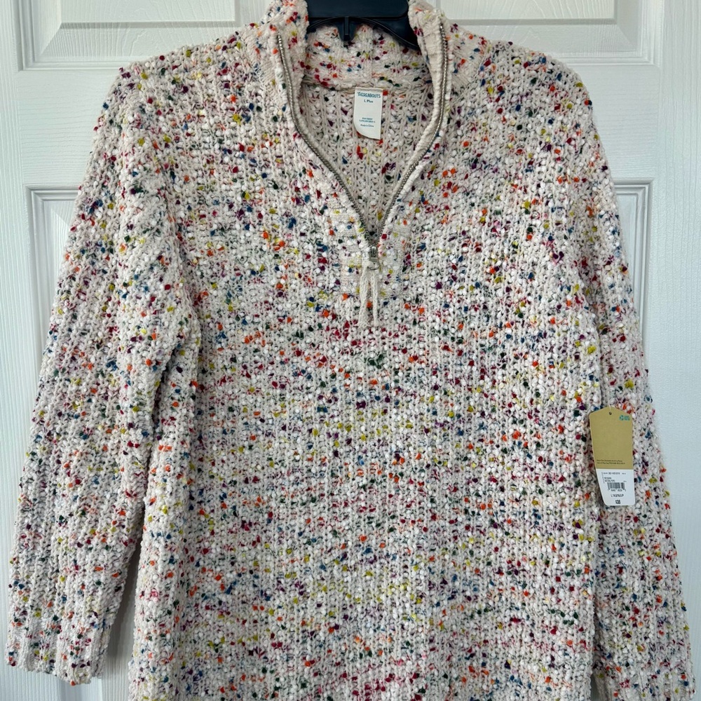 Speckled Knit Half-Zip Sweater